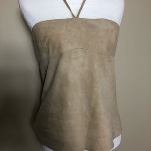 Theory 100% Leather Suede Halter Top
